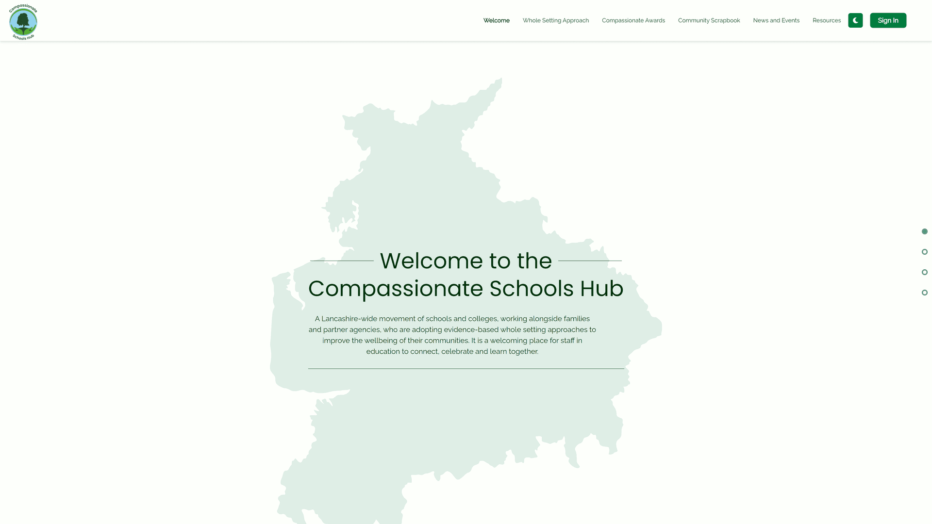 Compassionate Schools Hub live interface